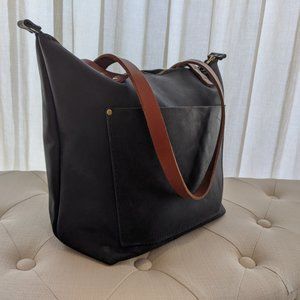 Full-Grain Leather Tote with Zipper Closure
